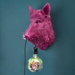 Wall Lamp Wild Boar Magenta, close-up detail of the magenta finish