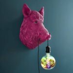 Wall Lamp Wild Boar Magenta, illuminated view