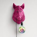 Wall Lamp Wild Boar Magenta, illuminated view