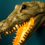 Wall Lamp Crocodile Gold, shown mounted in a living room