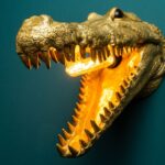 Wall Lamp Crocodile Gold, close-up detail of the gold finish
