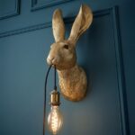 Wall Lamp Bunny Gold, full front view of the rabbit sculpture