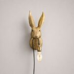 Wall Lamp Bunny Gold, full front view of the rabbit sculpture