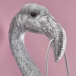 Wall Lamp Flamingo Silver, close-up detail of the silver finish