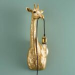 Wall Lamp Giraffe Gold Small, full front view of the giraffe sculpture