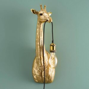 Wall Lamp Giraffe Gold Small, full front view of the giraffe sculpture