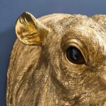 Wall Lamp Hippopotamus Gold, illuminated view showing the visible bulb