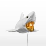 Wall Lamp Shark White, shown mounted in a living room