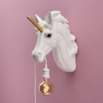 Wall Lamp Unicorn White, full front view of the unicorn sculpture