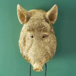 Wall Lamp Wild Boar Gold, illuminated view