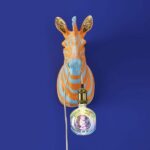 Wall Lamp Zebra Blue and Orange, shown mounted in a hallway setting