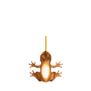 Frog lamp illuminated, showing glow in belly