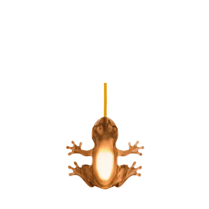 Frog lamp illuminated, showing glow in belly