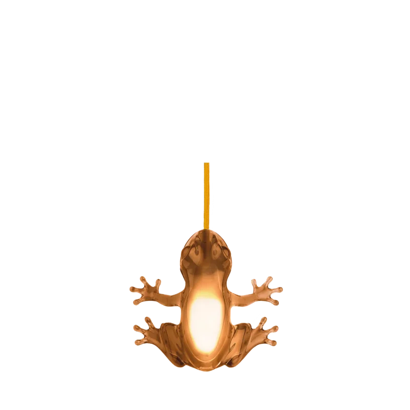 Frog lamp illuminated, showing glow in belly